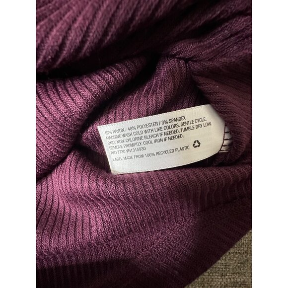 Knox Rose Womens Ribbed Long Sleeve Pullover Shirt Top Medium Dark Purple - Picture 5 of 7